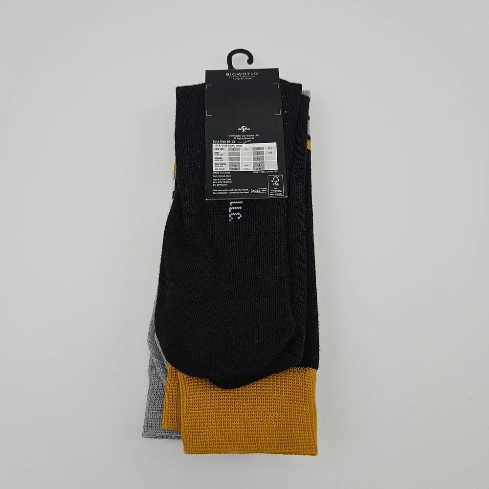 Happy Gilmore Mens Crew Socks 2 Pack Grey Black Gold‎ Golf Comedy Bioworld 10-13